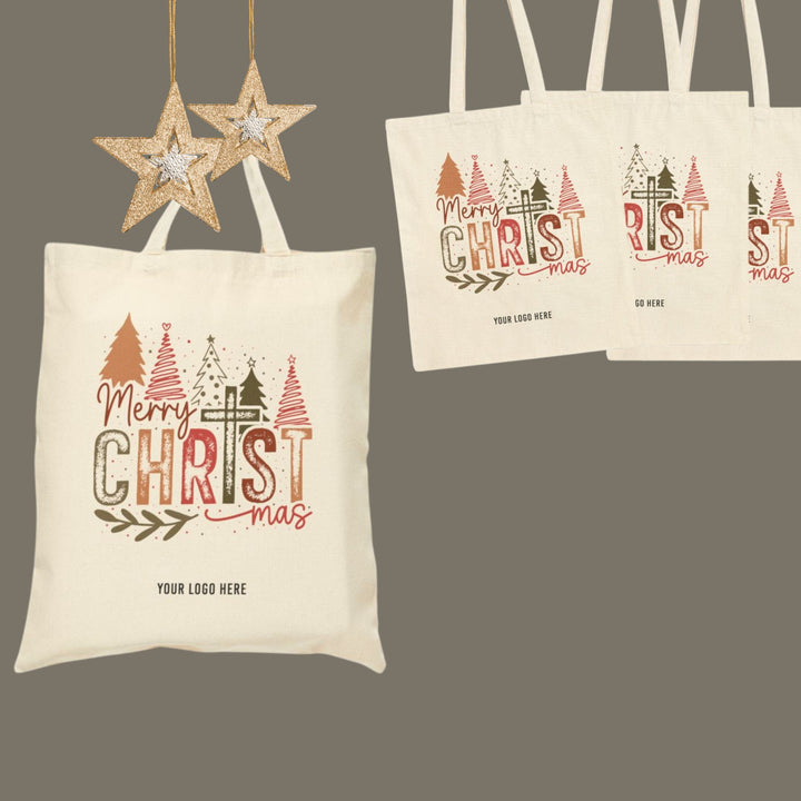 Personalized Group Holiday Tote Bags - 1