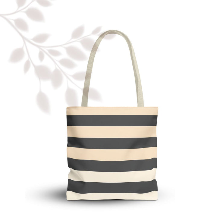 Brown Stripe Horizontal Print Tote Bag