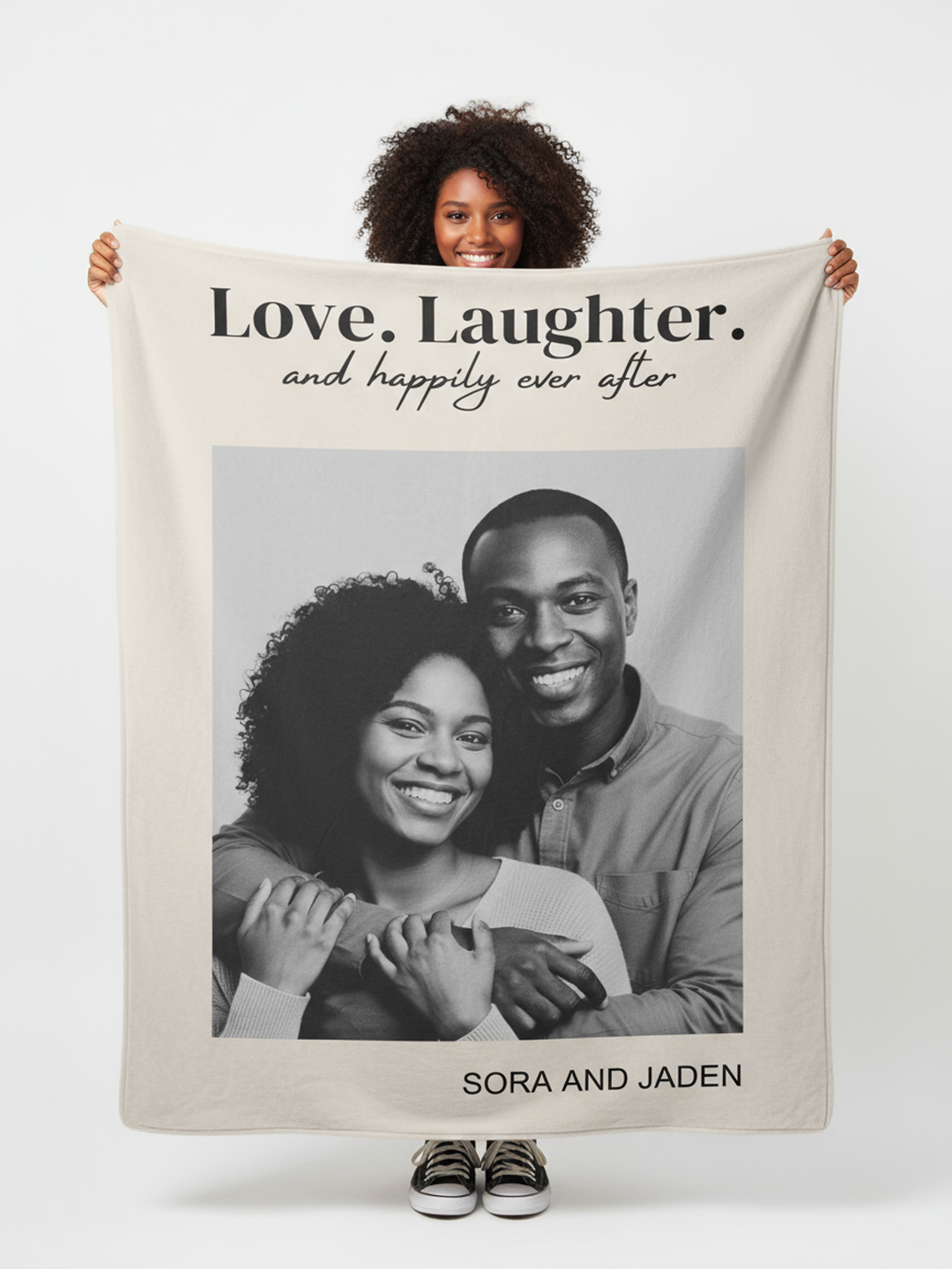 Personalized  Plush Blanket - Love Laughter