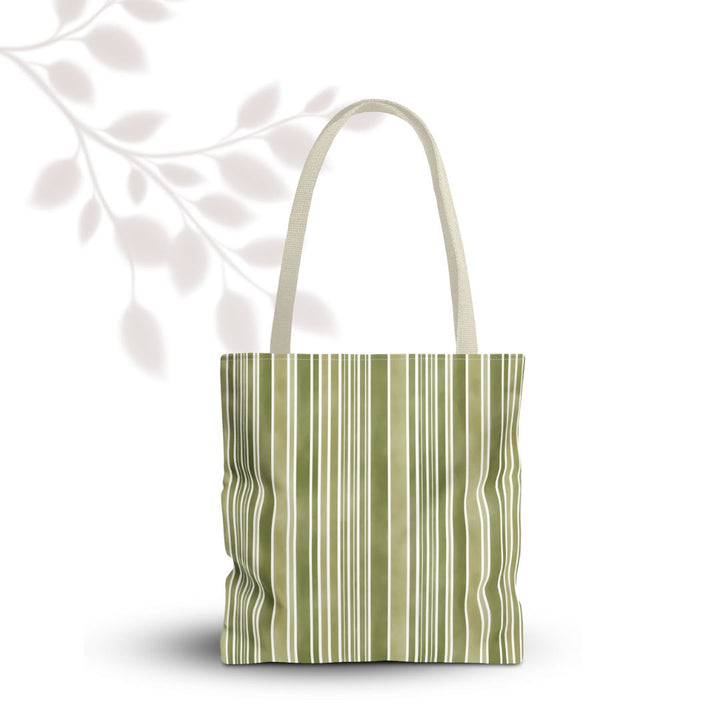 Green Stripes Print Tote Bag