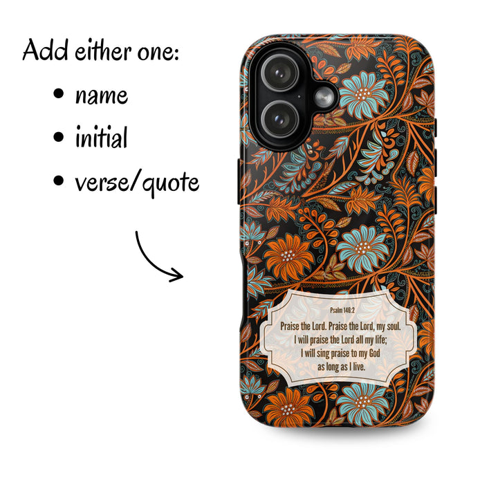 Modern Batik Pattern Tough Phone Cases Personalizable - Orange Teal 2