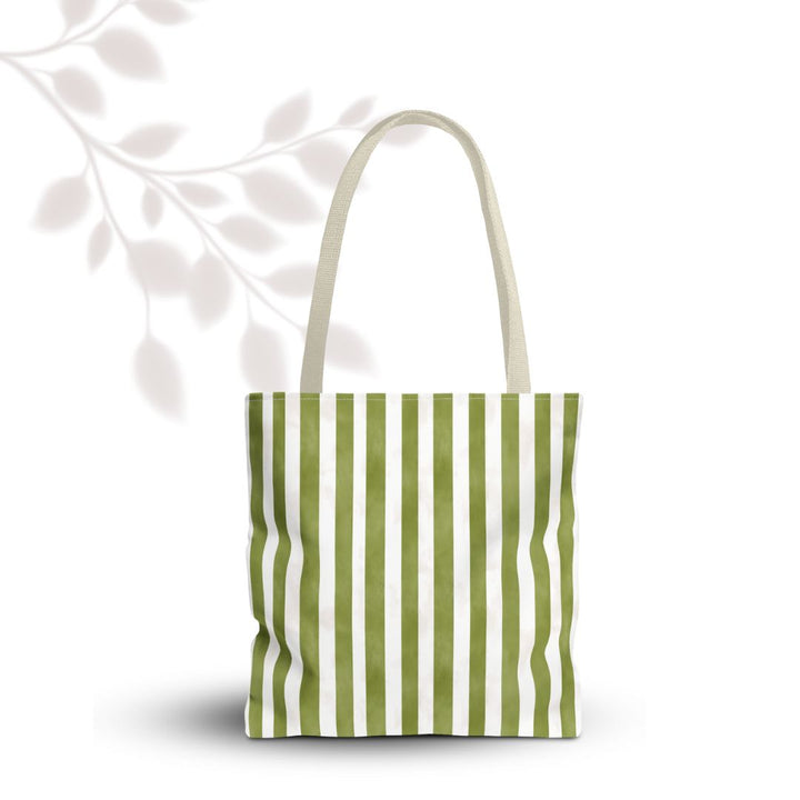 Green Stripes 2 Print Tote Bag