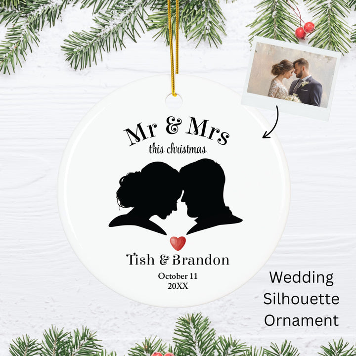Personalized Photo Christmas Ornament: Couple Silhouette Ornament
