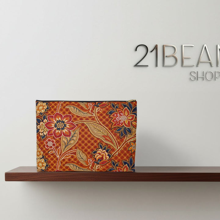 Batik Print Makeup And Accessory Pouch - Orange 2