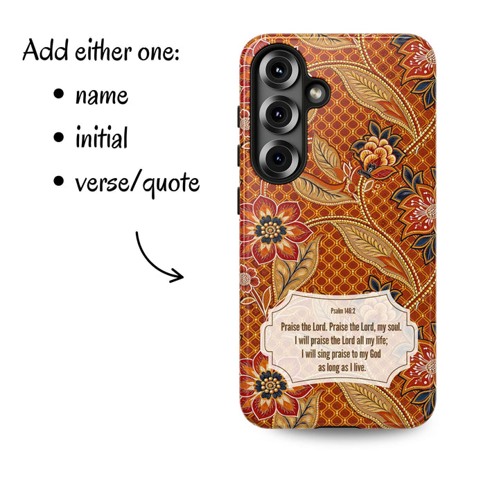 Modern Batik Pattern Tough Phone Cases Personalizable - Orange 2