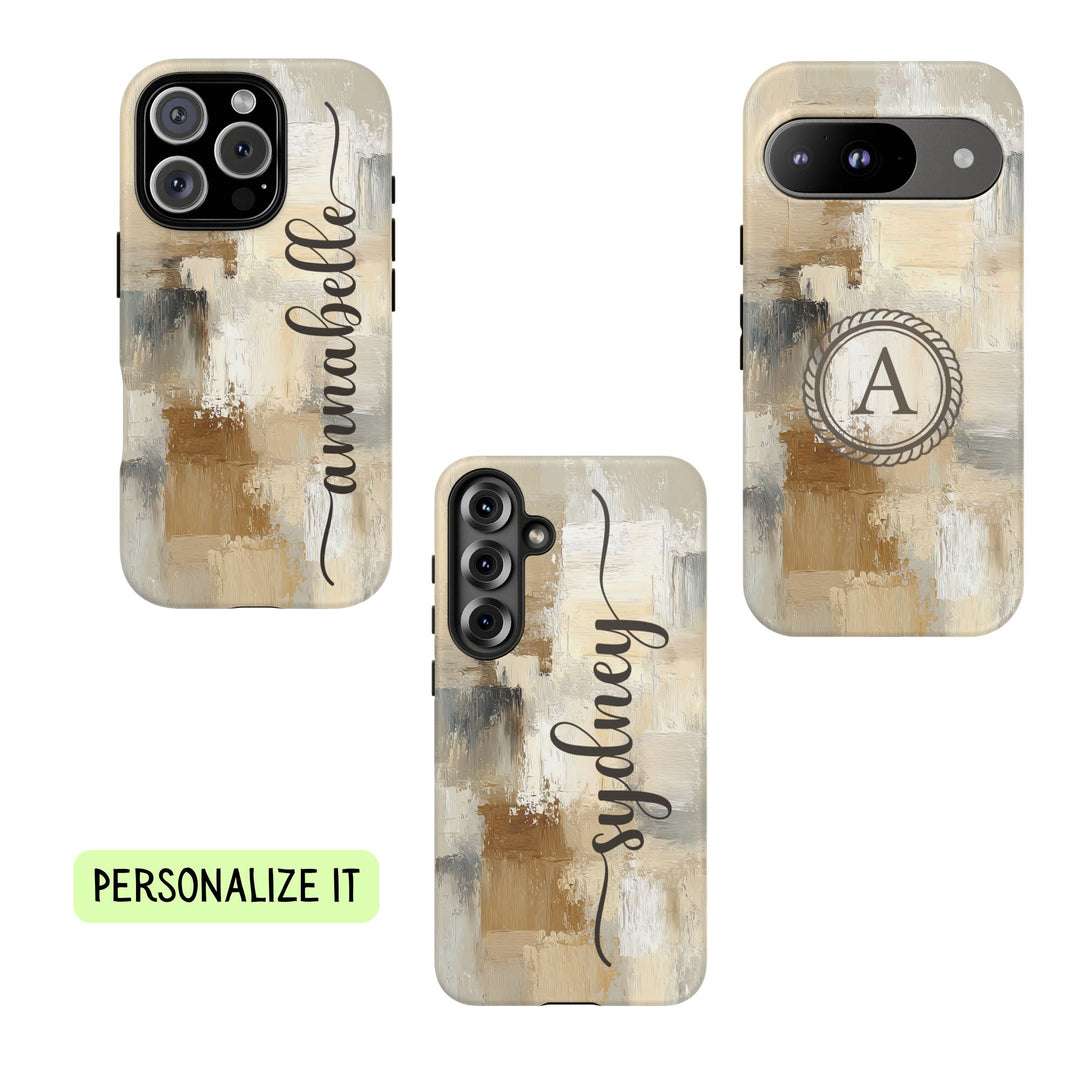 Personalized Tough Phone Case, iPhone, Samsung, Pixel, Abstract  Grey
