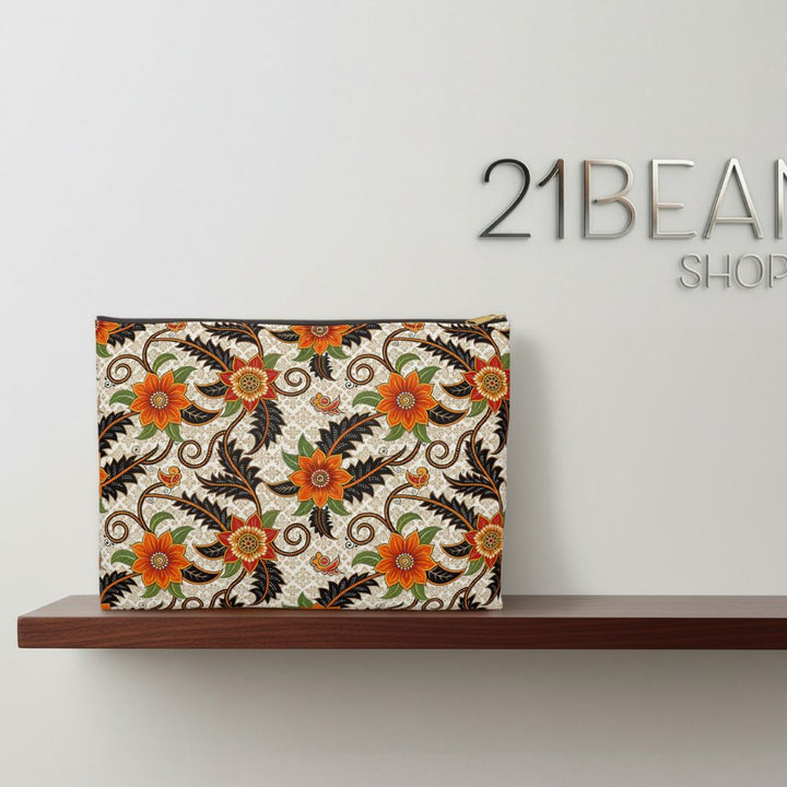 Batik Print Makeup And Accessory Pouch -  Aesthetic Floral 2