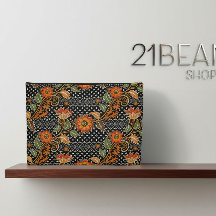 Batik Print Makeup And Accessory Pouch -  Aesthetic Floral 3
