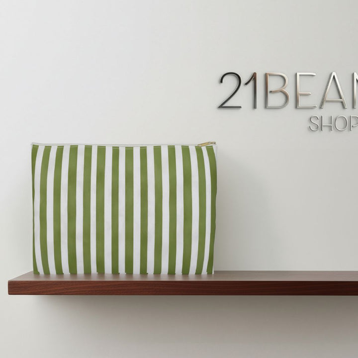 Green Stripes 2 Print Makeup And Accessory Pouch