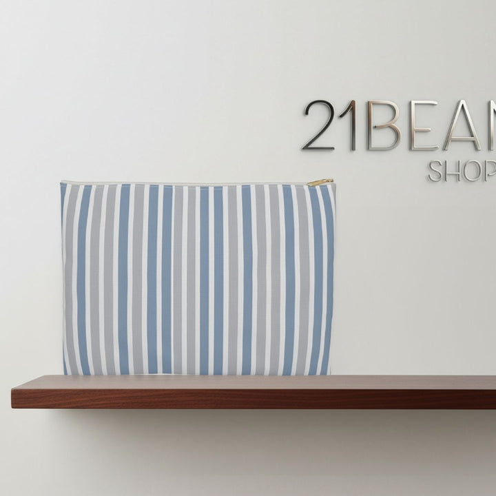 Blue Stipes Print Makeup And Accessory Pouch