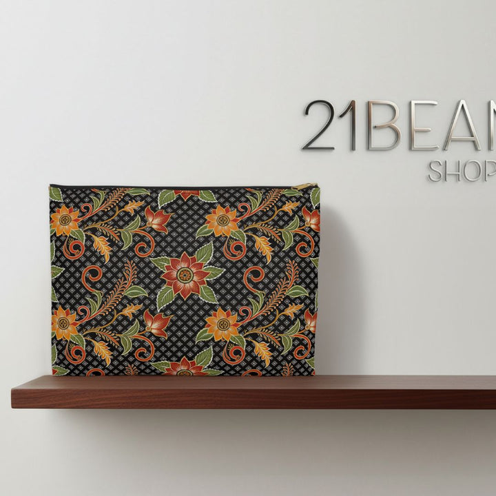 Batik Print Makeup And Accessory Pouch - Batik Flower 3