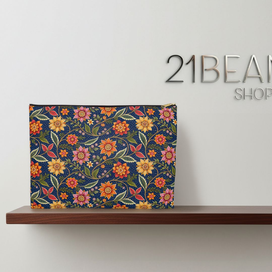 Batik Print Makeup And Accessory Pouch - Batik Flower 7