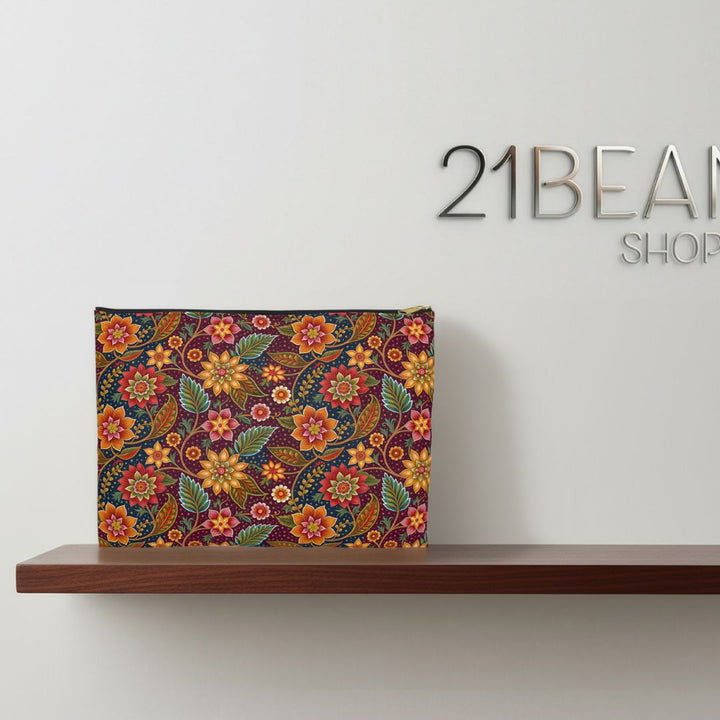 Batik Print Makeup And Accessory Pouch - Batik Flower 14