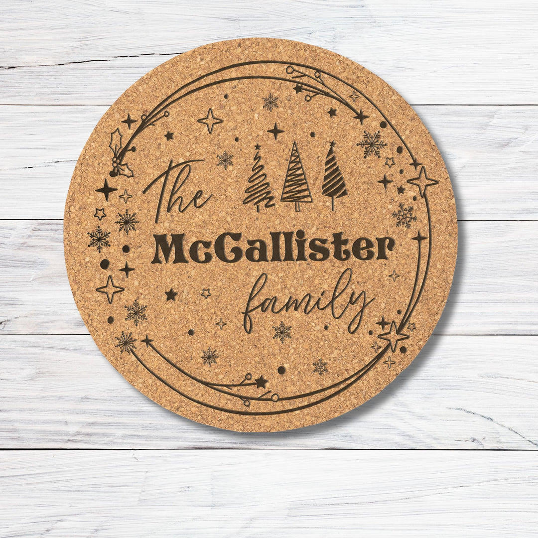 Personalized Cork Coaster Family Name