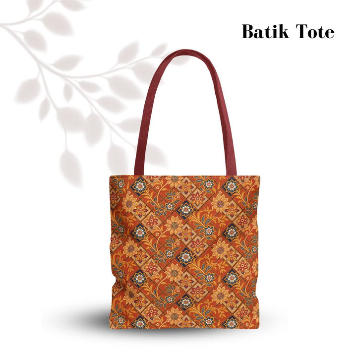 Modern Batik Print Tote Bag -  Orange 1