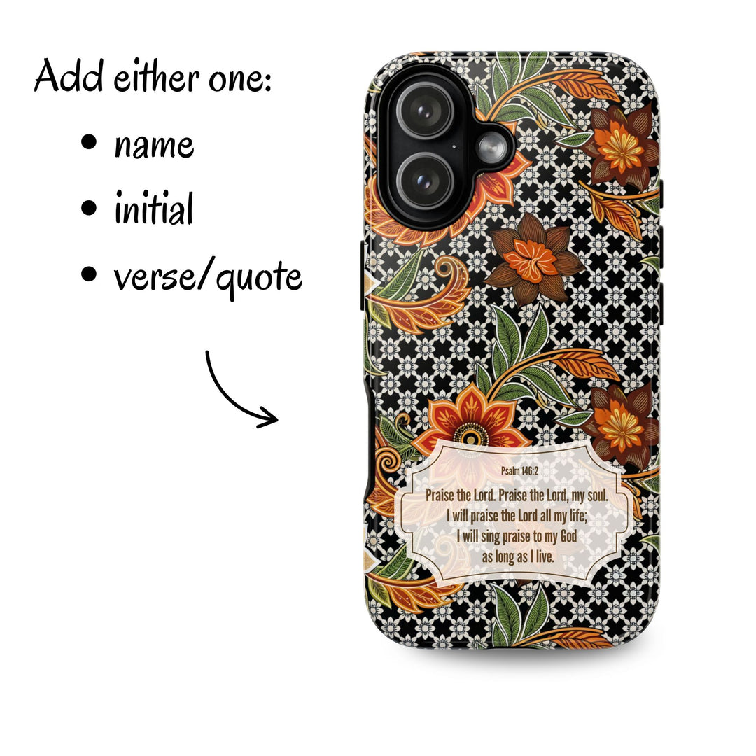 Modern Batik Pattern Tough Phone Cases Personalizable - Aesthetic Floral 4
