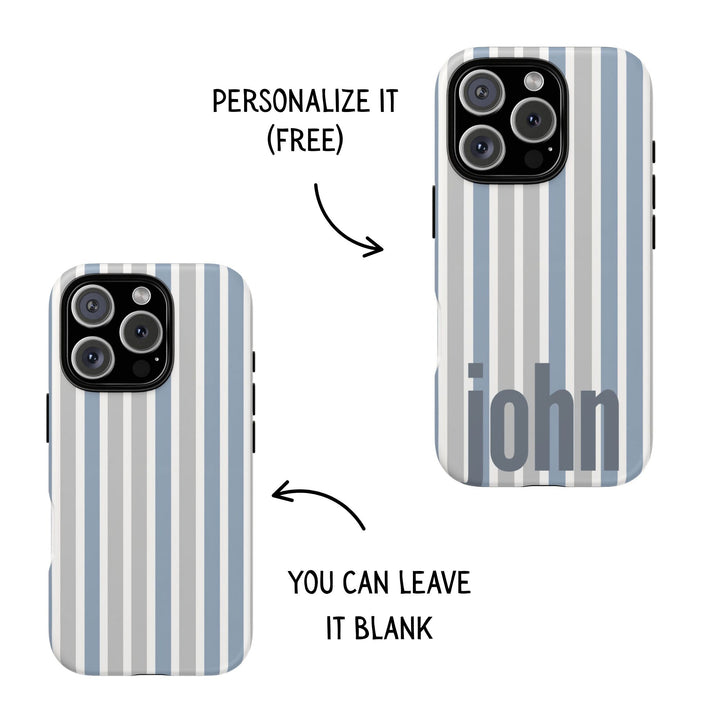 Personalized Tough Phone Case Rustic Blue Stripe