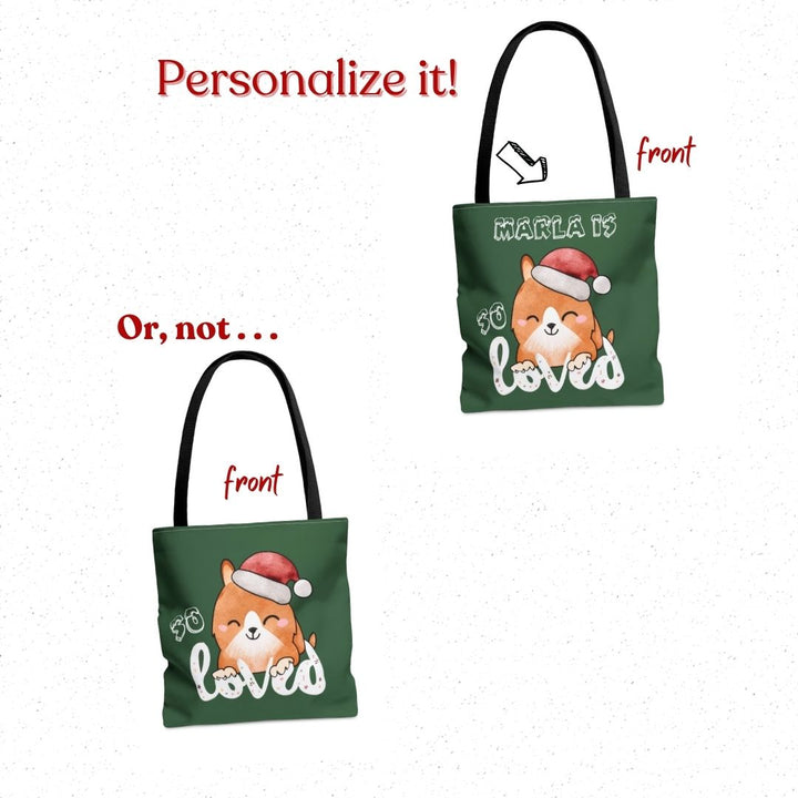 So Loved Kitty Holiday Tote Bag Personalized