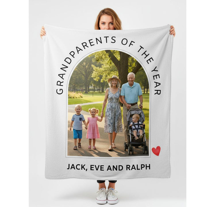 Personalized  Plush Blanket - Grandparents Of The Year