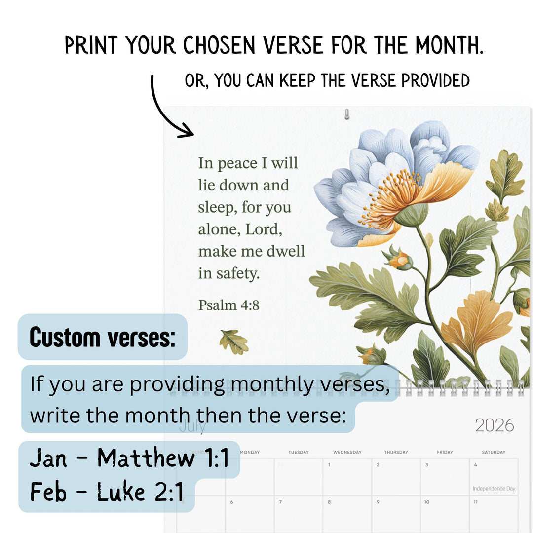 2026 Wall Calendar Botanical Flower  - Personalized