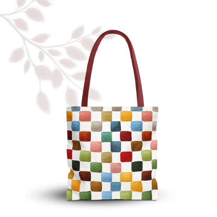 Multicolor Checkers Print Tote Bag