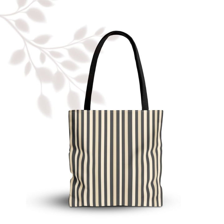 Brown Stripe Print Tote Bag