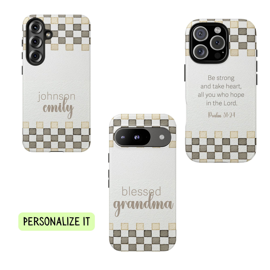 Personalized Tough Cases - Minimalist Grey Checker 1