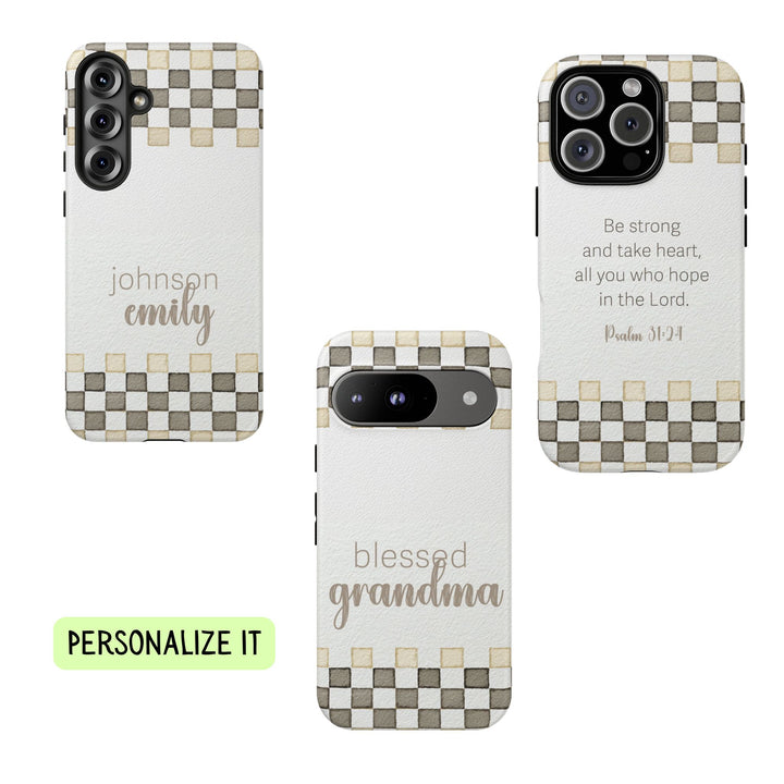 Personalized Tough Cases - Minimalist Grey Checker 1