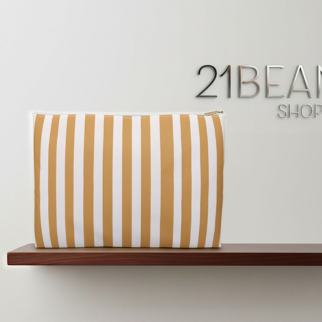 Yellow Stripes Print Makeup And Accessory Pouch