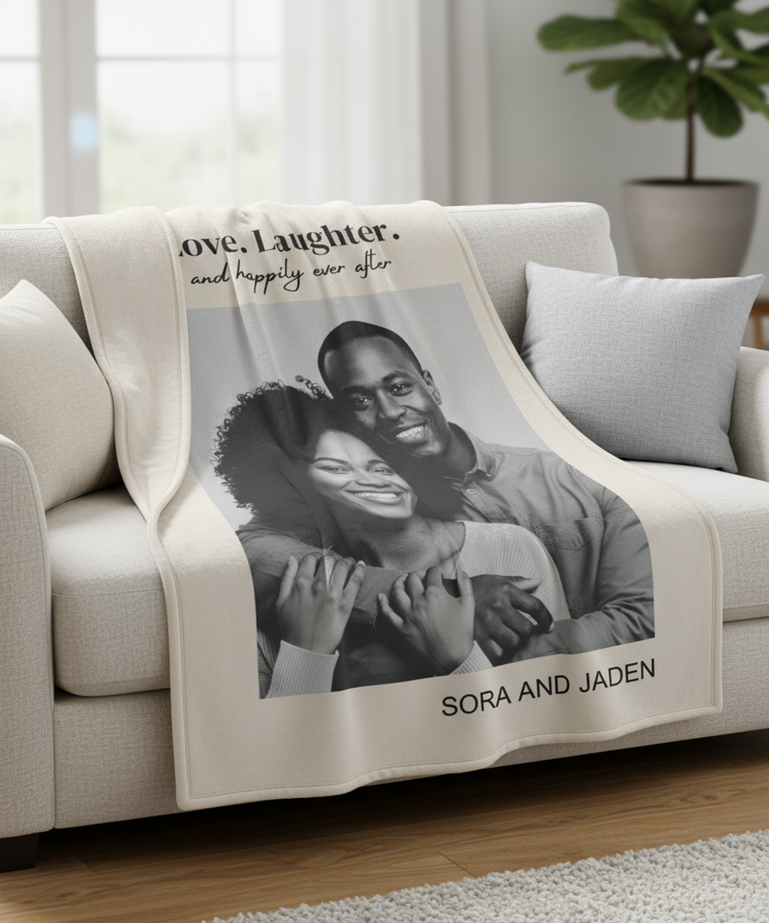 Personalized  Plush Blanket - Love Laughter