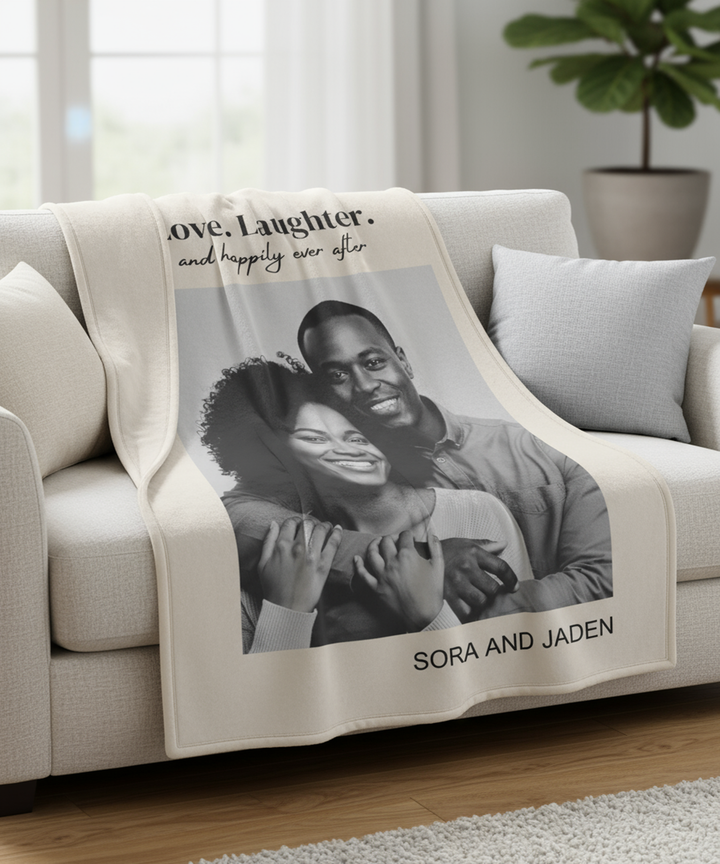 Personalized  Plush Blanket - Love Laughter
