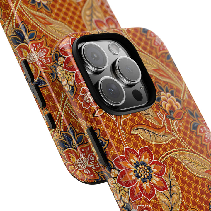 Modern Batik Pattern Tough Phone Cases Personalizable - Orange 2