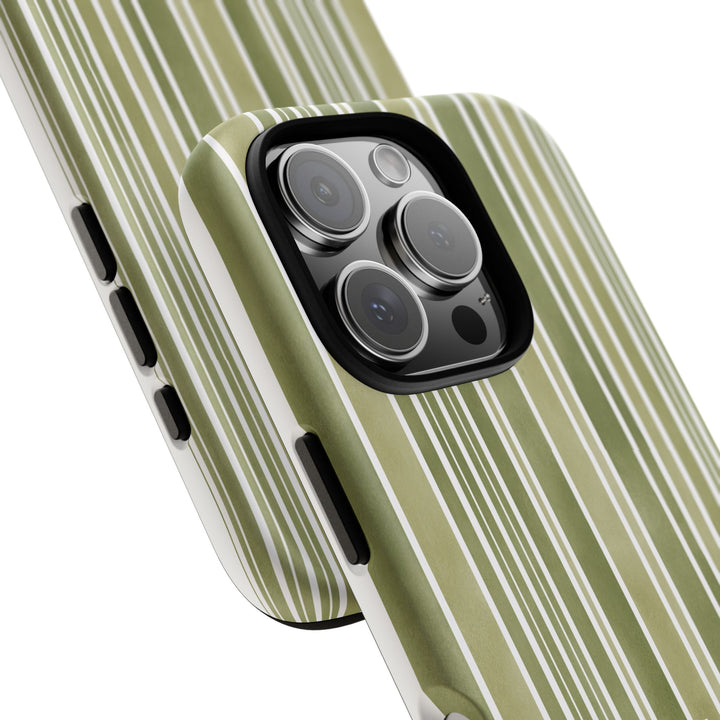 Personalized Tough Phone Case Rustic Green Stripe