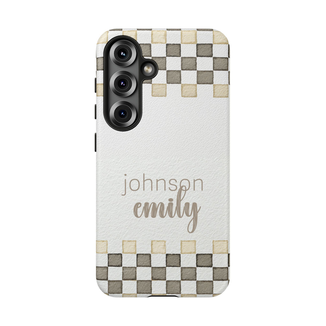 Personalized Tough Cases - Minimalist Grey Checker 1