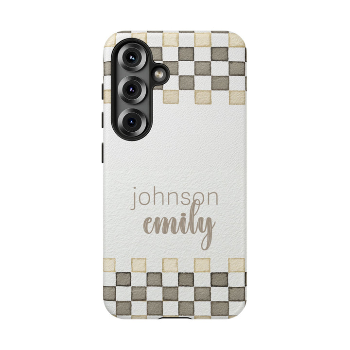 Personalized Tough Cases - Minimalist Grey Checker 1