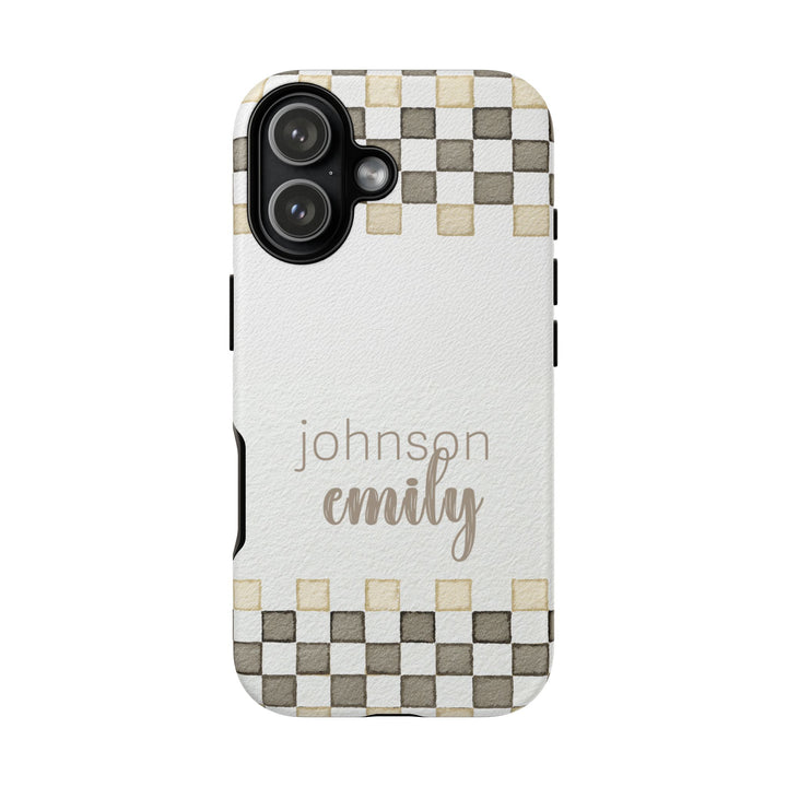 Personalized Tough Cases - Minimalist Grey Checker 1