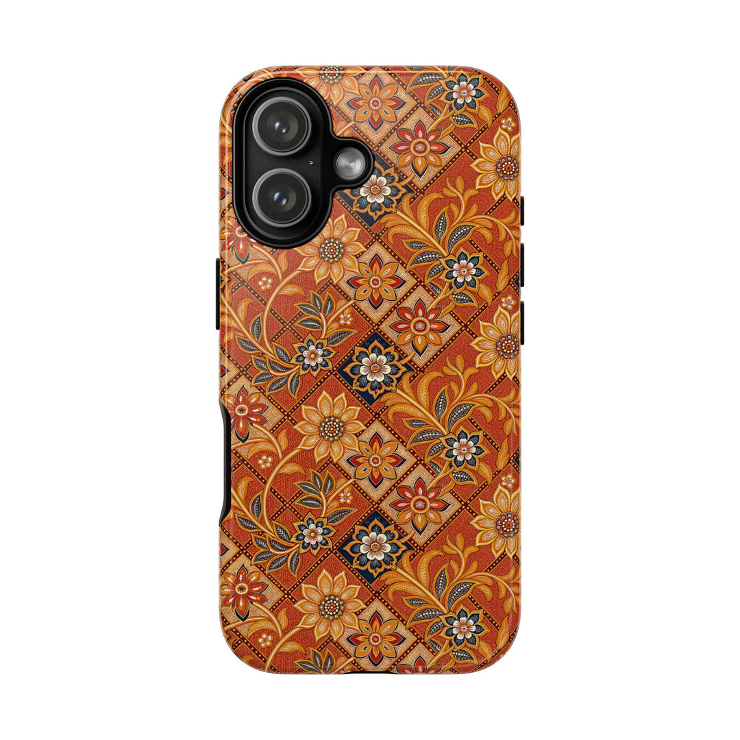 Modern Batik Pattern Tough Phone Cases Personalizable - Orange 1