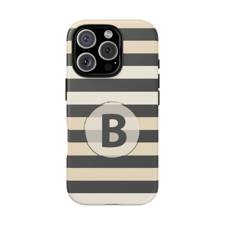 Personalized Tough Phone Case Brown Stripe Horizontal Design