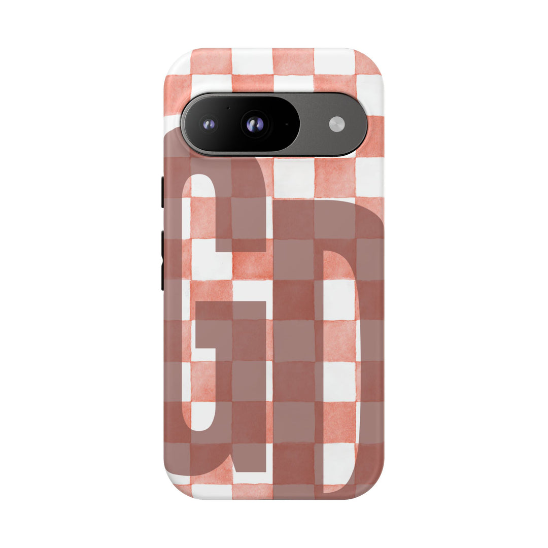Personalized Tough Phone Case Pink Checkered Pattern