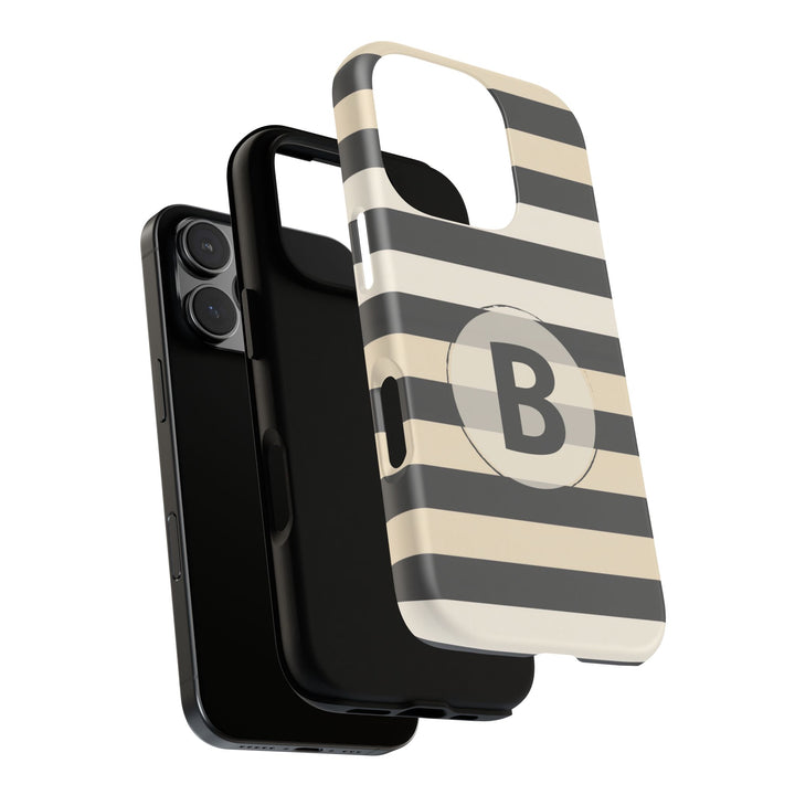Personalized Tough Phone Case Brown Stripe Horizontal Design