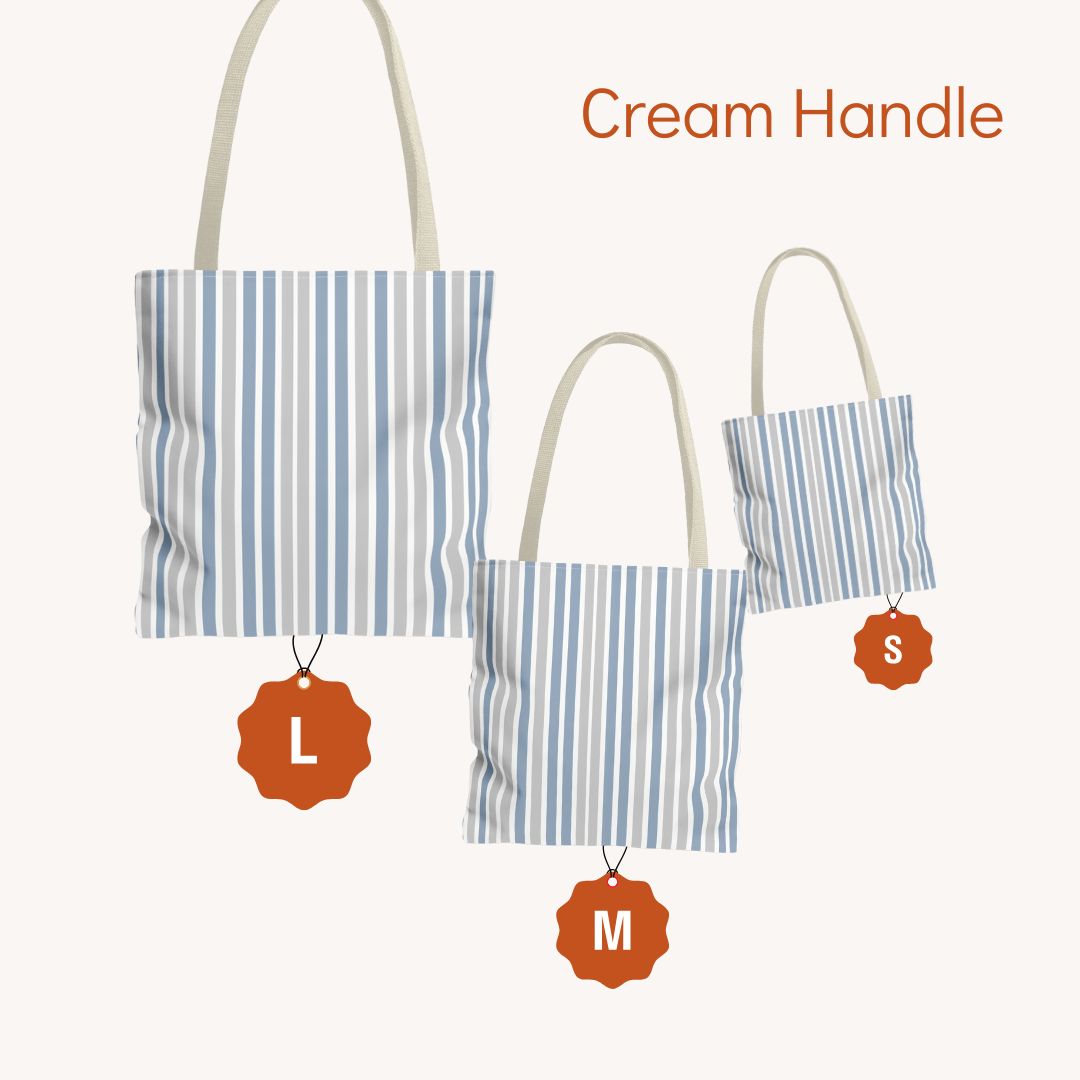 Blue Stripes Print Tote Bag