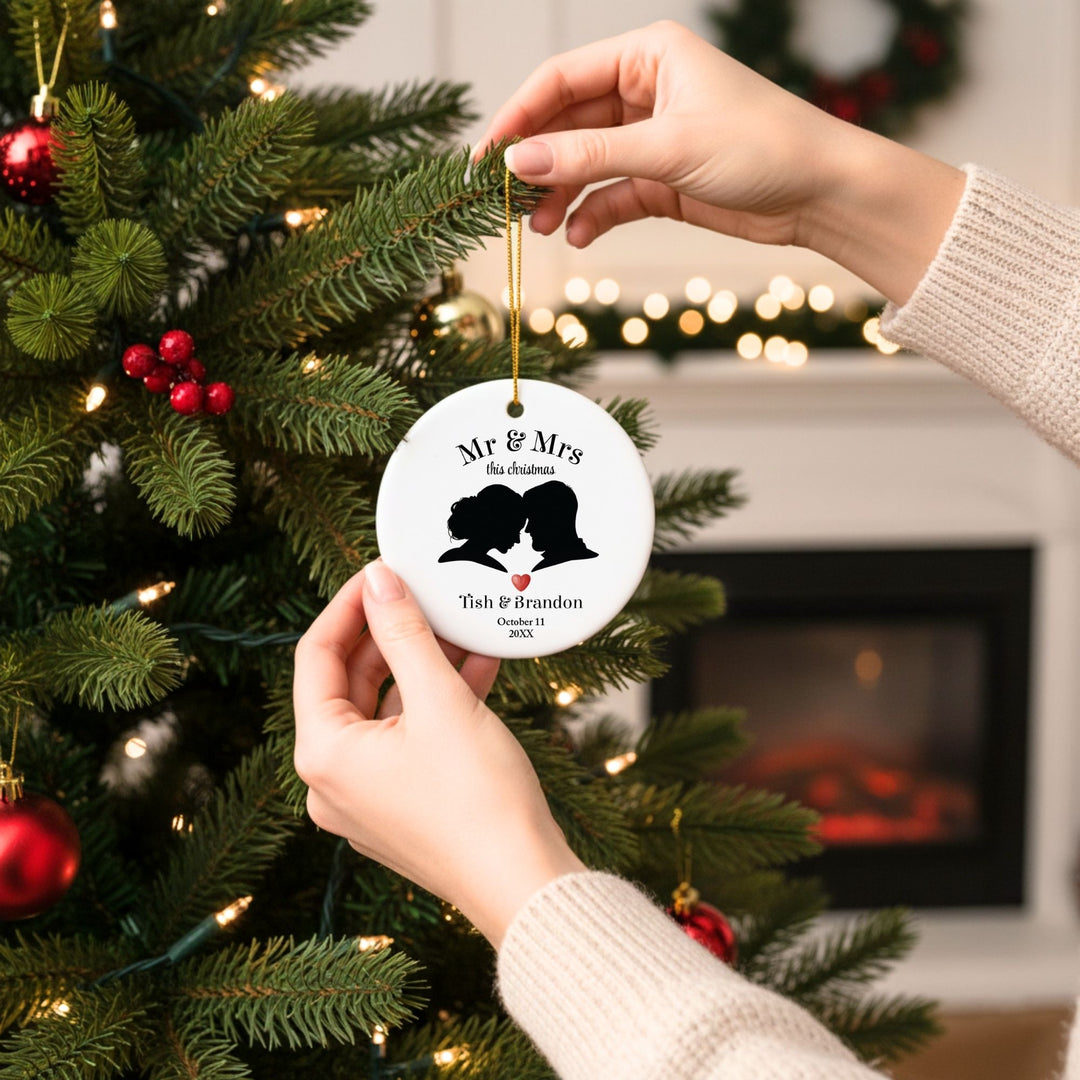 Personalized Photo Christmas Ornament: Couple Silhouette Ornament