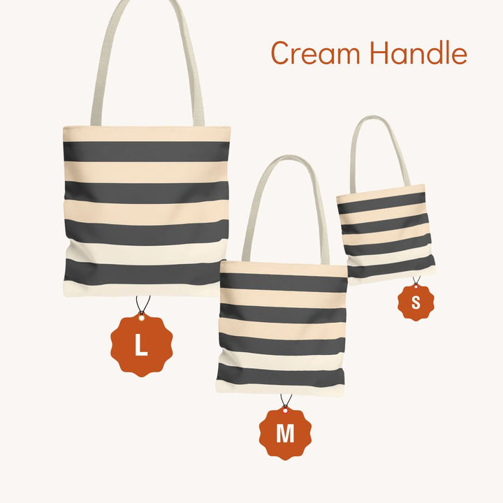 Brown Stripe Horizontal Print Tote Bag