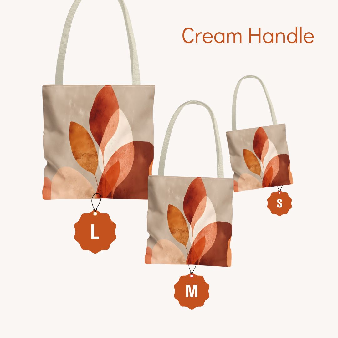 Abstract Print Tote Bag -   Orange Floral