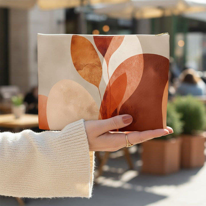 Abstract Print Makeup And Accessory Pouch -  Warm Tones 2