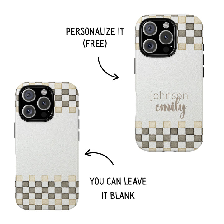 Personalized Tough Cases - Minimalist Grey Checker 1