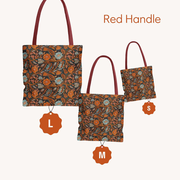 Modern Batik Print Tote Bag -  Orange Teal 2