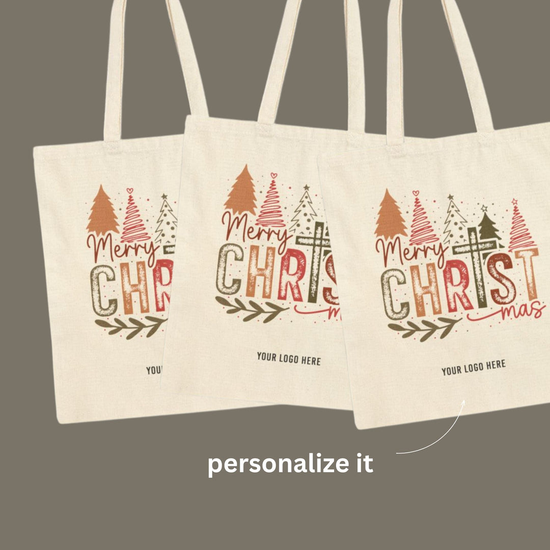 Personalized Group Holiday Tote Bags - 1