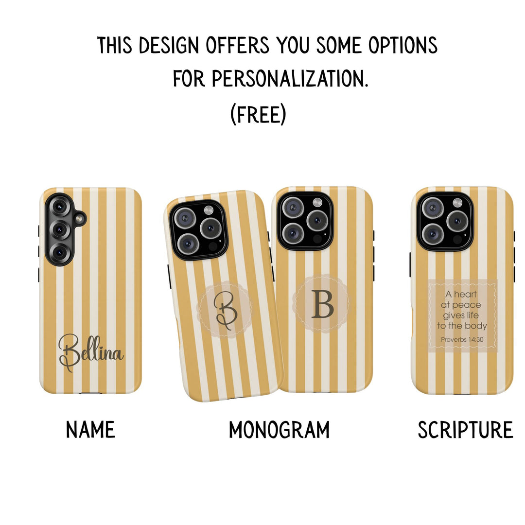 Personalized Tough Phone Case Yellow Stripe