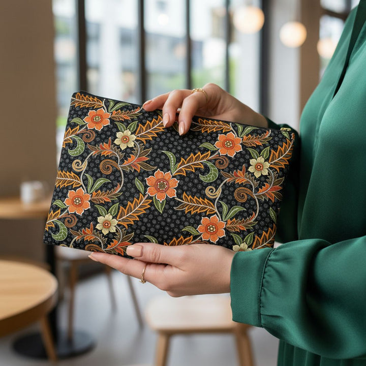 Batik Print Makeup And Accessory Pouch -  Aesthetic Floral 1